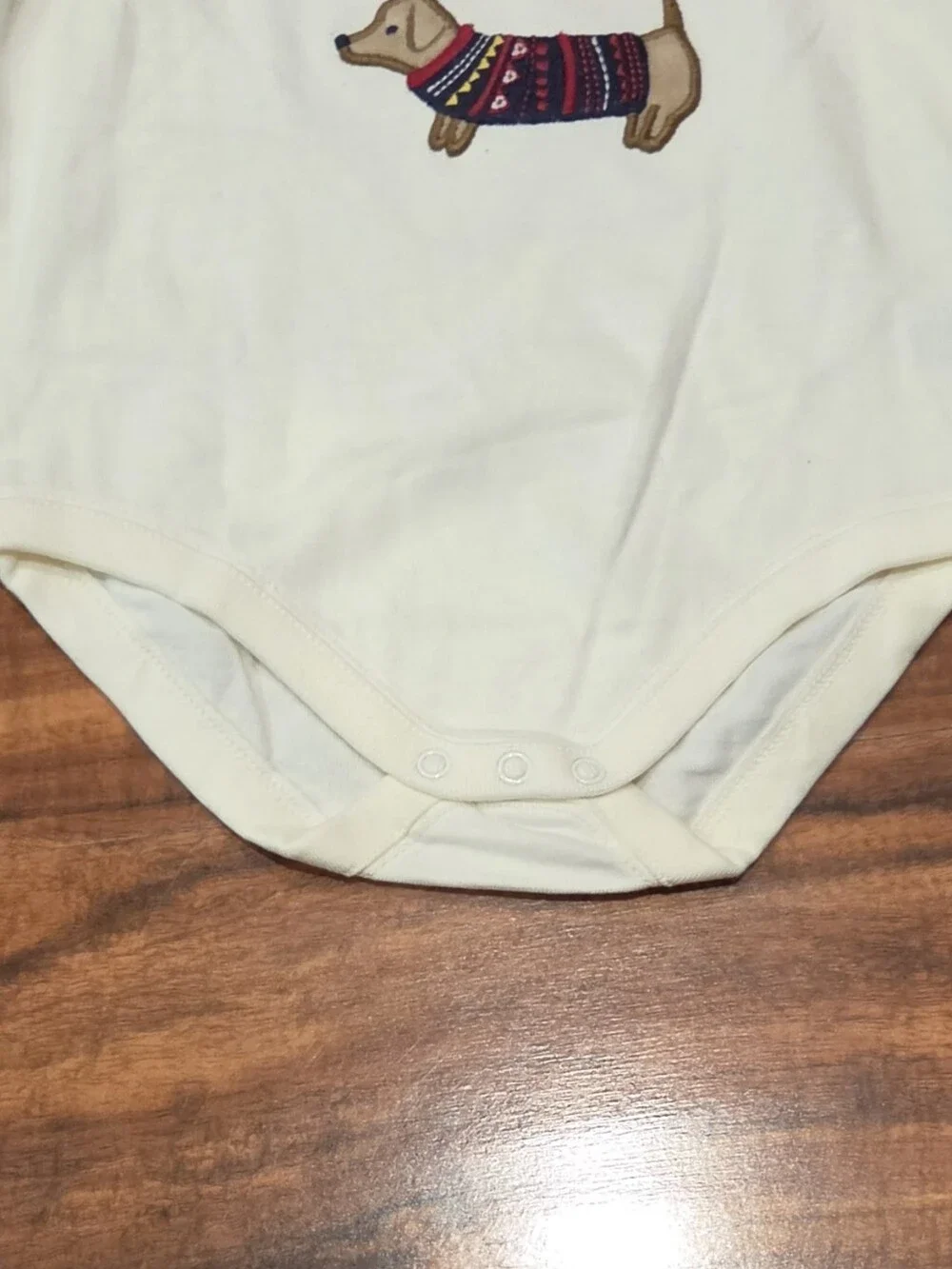 Gymboree NWT 12-18 Months Cream and Navy Holiday Dachshund Bodysuit & Socks (2)